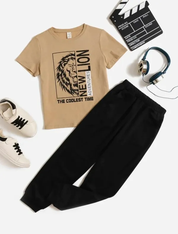 Brown_Polycotton_Lion_Adventure_Printed_Trendy_Brown_Top_And_Bottom_Set_For_Boys