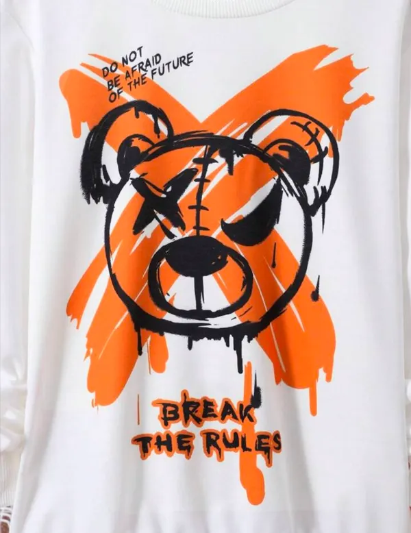 Orange_Polycotton_Break_The_Rule_Printed_Trendy_Top_And_Bottom_Set_For_Boys