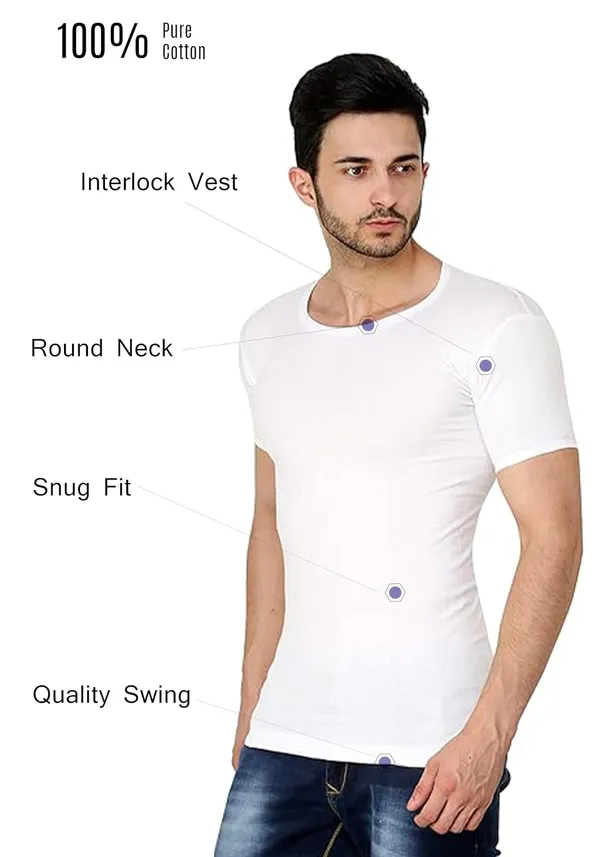Youngman_Round_Neck_With_Half_Sleeve_Cotton_Vest_Combo_Pack_Of_5_For_Men_Size_100%_Combed_Cotton_Stretchable_&_Breathable_Comfortable_Fit_Ideal_Summer_Innerwear