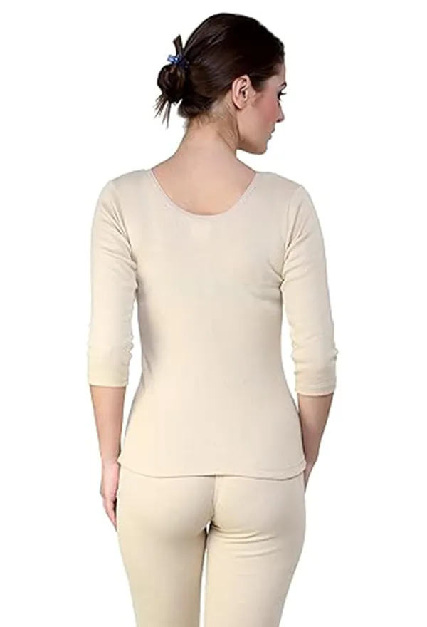 Women's_3/4th_length_Sleeves_Thermal_Top_For_Winter_Warmth_Heat_Retaining_Fabric_Ideal_Foraying_Lightweight_And_Comfortable_Fit_Cold_Weather_Protection