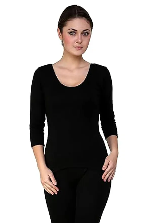 Women's_3/4th_length_Sleeves_Full_Set_Thermal_Wear_Top_&_Bottom_Set_For_Winter_Warmth_Heat_Retaining_Fabric_Lightweight_And_Comfortable_Fit_Cold_Weather_Protection