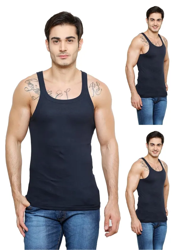 Ribbs_Round_Neck_Sleeveless_Cotton_Vest_Combo_Pack_Of_3_For_Men_100%_Combed_Cotton,_Color_Navy_Blue_Durable_Breathable_Fabric_Seamless_Design_And_Bodycontouring_Fit