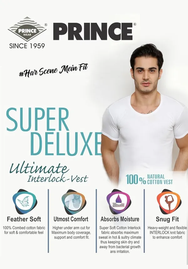 Prince_Super_Deluxe_Vest_With_Sleeve_Cotton_Men's_Vest_Combo_Pack_Of_5_Feather_Soft_100%_Combed_Cotton_Snug_Fit_Quality_Stitching_Moisture_Absorbing_&_Breathable
