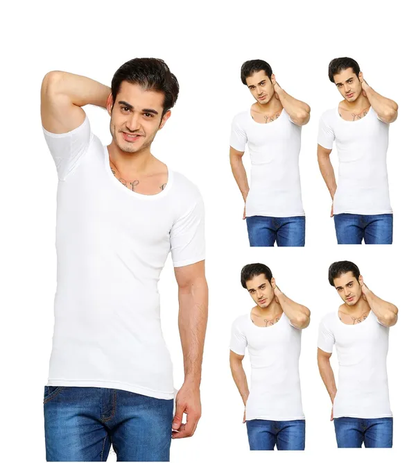 Hero_Round_Neck_With_Sleeve_Cotton_Vest_Combopack_Of_5_For_Men_Size_100%_Combed_Cotton_Stretchable_&_Breathable_Comfortable_Fit_Ideal_Summer_Innerwear