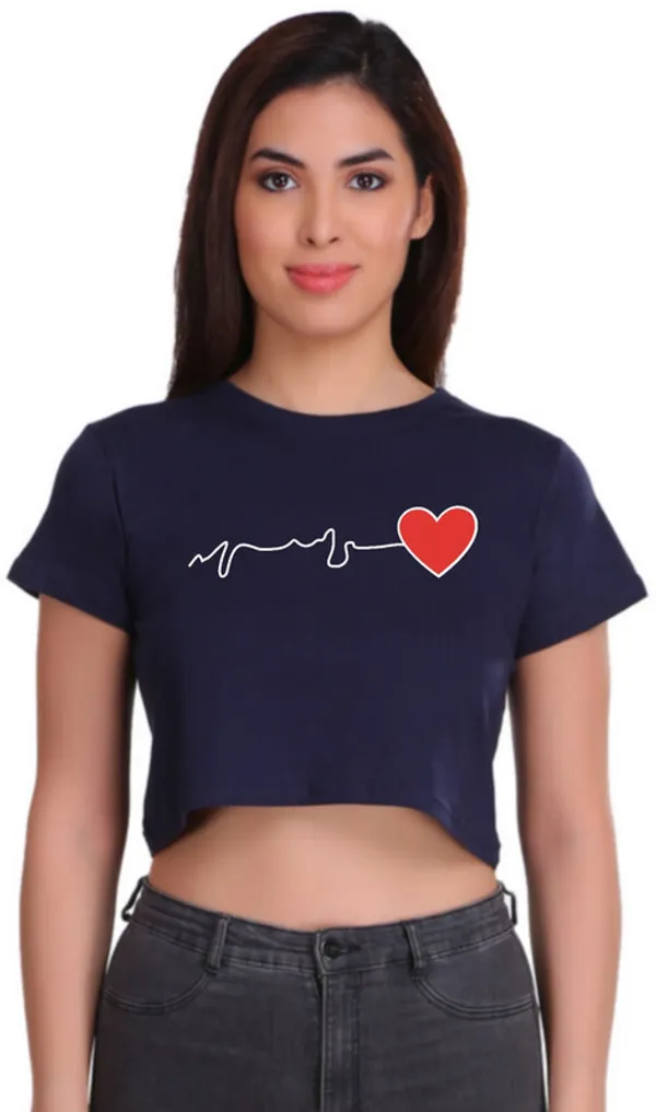 Dark_Blue_Casual_Printed_Pure_Cotton_Crop_Top_For_Women