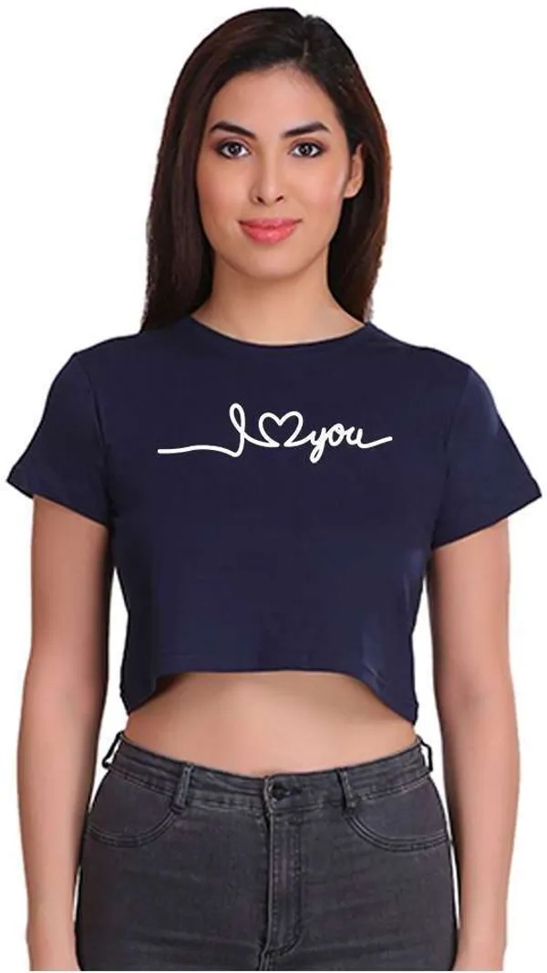 Dark_Blue_Casual_Printed_Pure_Cotton_Crop_Top_For_Women