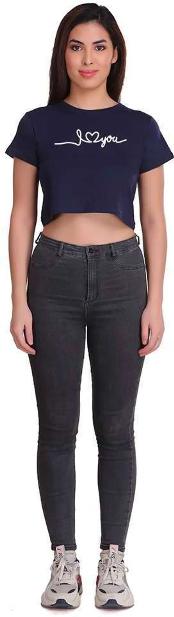 Dark_Blue_Casual_Printed_Pure_Cotton_Crop_Top_For_Women