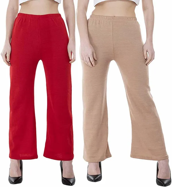 Beige_&_Red_Regular_Casual_Wool_Trouser_For_Women_(Pack_of_2)