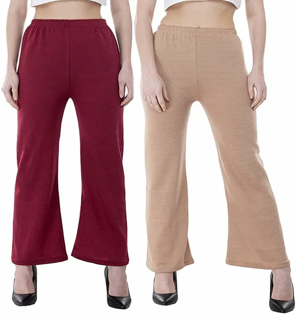 Beige_&_Maroon_Regular_Casual_Wool_Trouser_For_Women_(Pack_of_2)