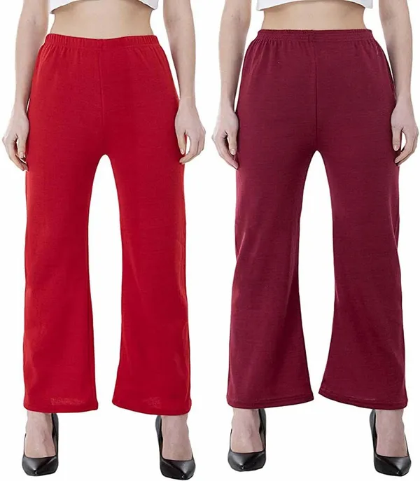 Maroon_&_Red_Regular_Casual_Wool_Trouser_For_Women(Pack_of_2)