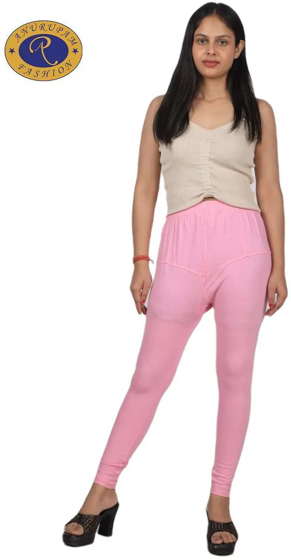 Pink_Cotton_Blend_Solid_Casual_Ethnic_Wear_Leggings_For_Women