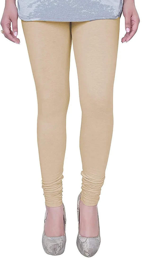 Beige_Cotton_Blend_Solid_Casual_Ethnic_Wear_Leggings_For_Women