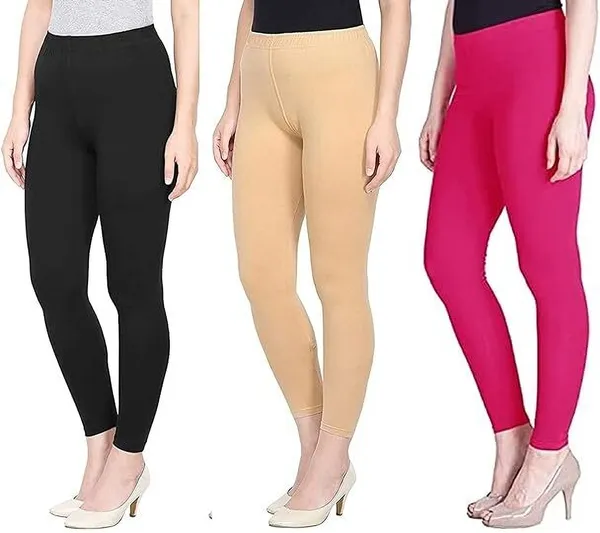 Multicolor_Cotton_Blend_Solid_Casual_Ethnic_Wear_Leggings_For_Women