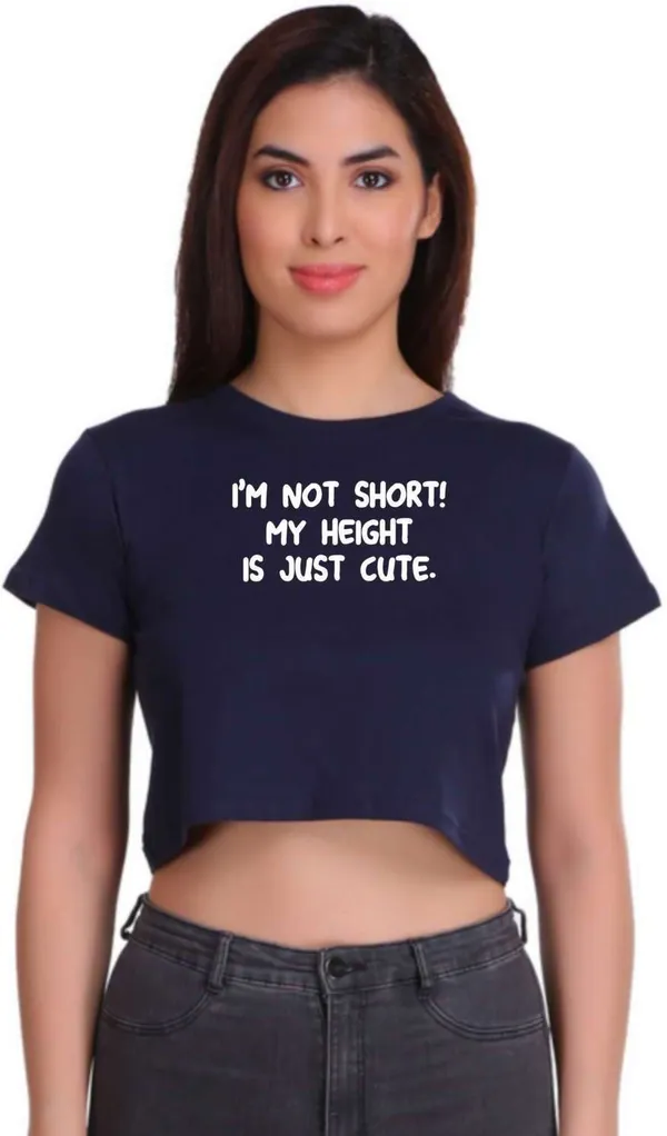 Dark_Blue_Casual_Printed_Pure_Cotton_Crop_Top_For_Women