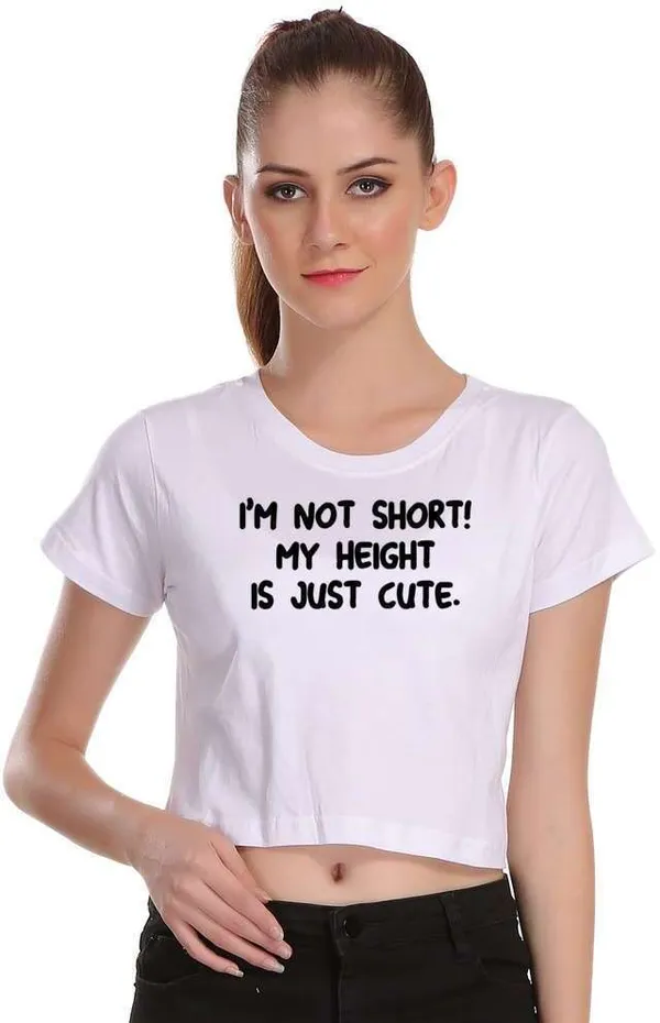 White_Casual_Printed_Pure_Cotton_Crop_Top_For_Women