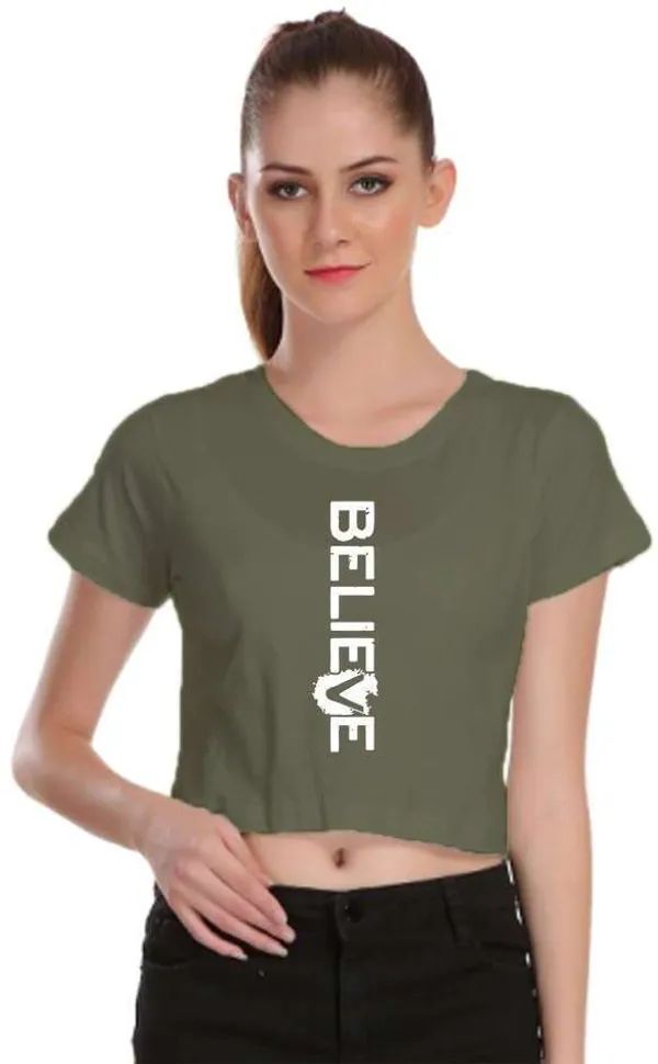 Dark_Green_Casual_Printed_Pure_Cotton_Crop_Top_For_Women