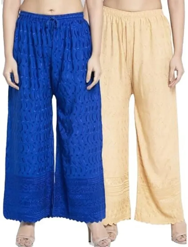 Beige_&_Blue_Regular_Casual_Cotton_Blend_Trouser_For_Women