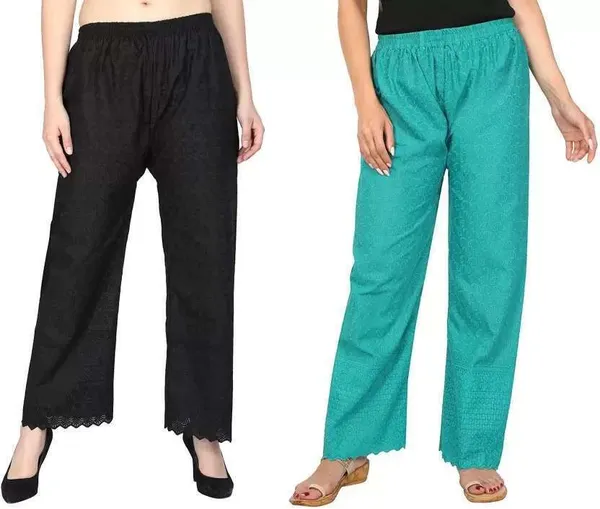 Black_&_Green_Regular_Casual_Cotton_Blend_Trouser_For_Women
