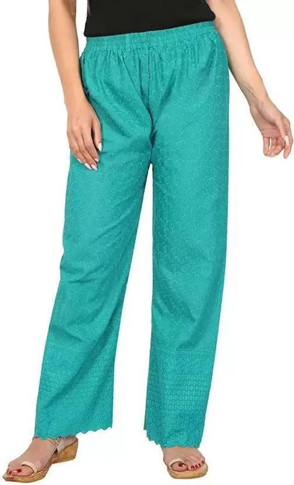 Black_&_Green_Regular_Casual_Cotton_Blend_Trouser_For_Women