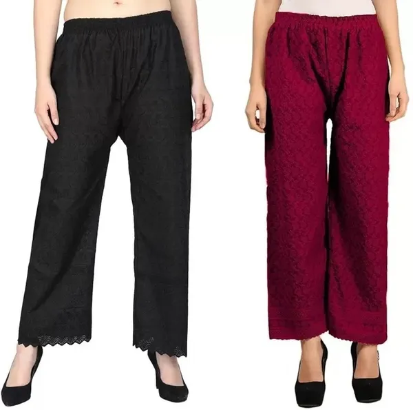 Black_&_Maroon_Regular_Casual_Cotton_Blend_Trouser_For_Women