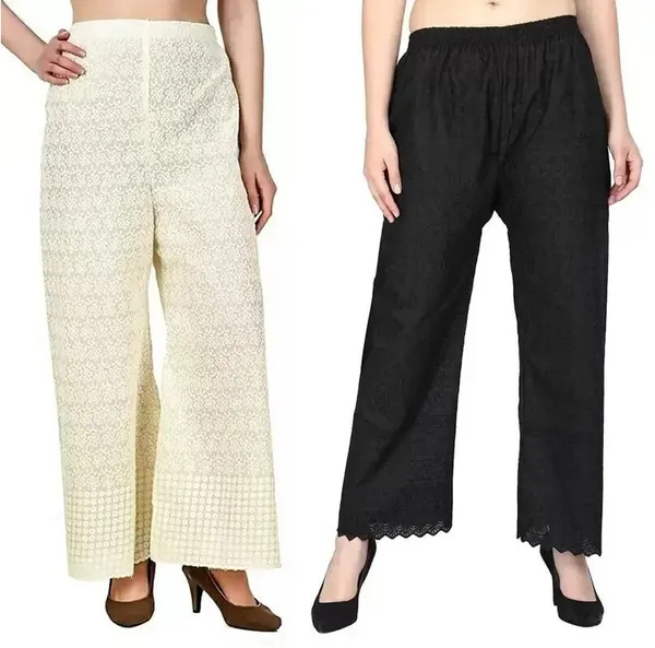 Black_&_Cream_Regular_Casual_Cotton_Blend_Trouser_For_Women