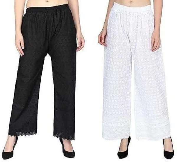 White_&_Black_Regular_Casual_Cotton_Blend_Trouser_For_Women