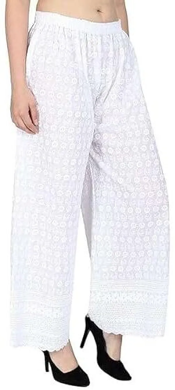 White_&_Black_Regular_Casual_Cotton_Blend_Trouser_For_Women