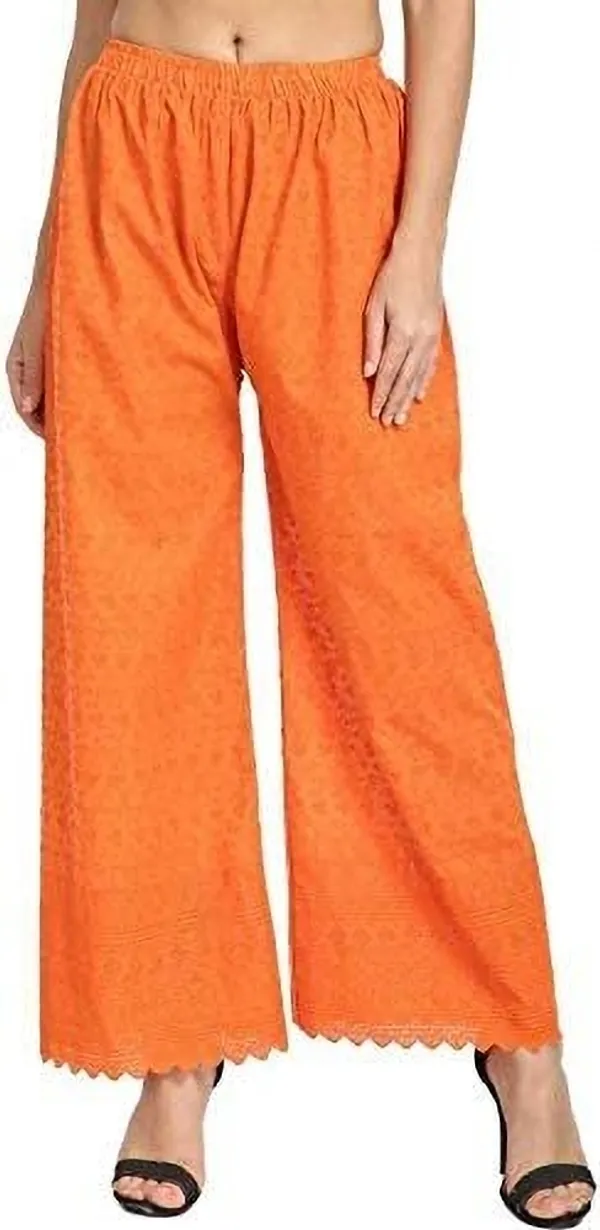Orange_Regular_Casual_Cotton_Blend_Trouser_For_Women