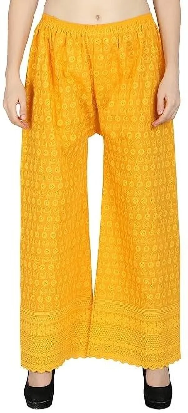 Yellow_Regular_Casual_Cotton_Blend_Trouser_For_Women
