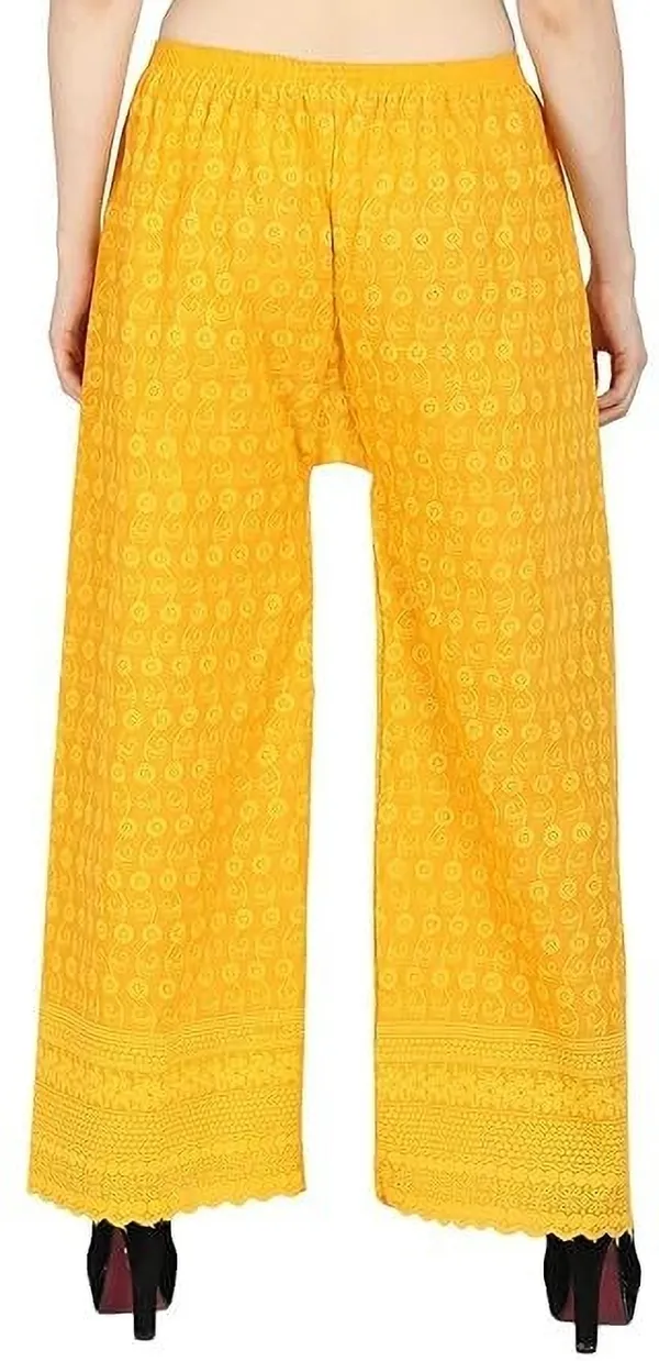 Yellow_Regular_Casual_Cotton_Blend_Trouser_For_Women