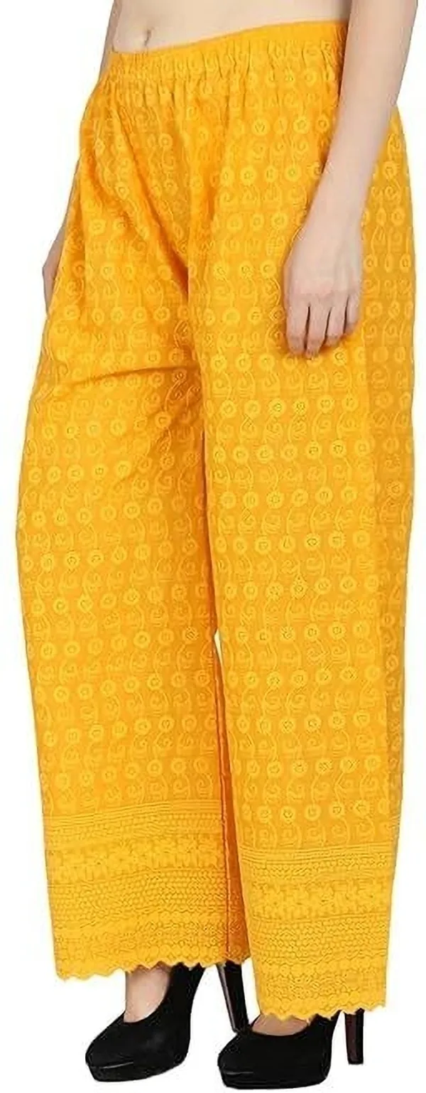 Yellow_Regular_Casual_Cotton_Blend_Trouser_For_Women