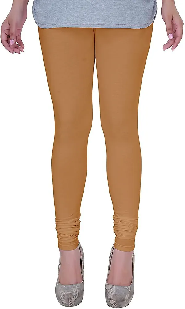 Beige_Cotton_Blend_Solid_Casual_Ethnic_Wear_Leggings_For_Women