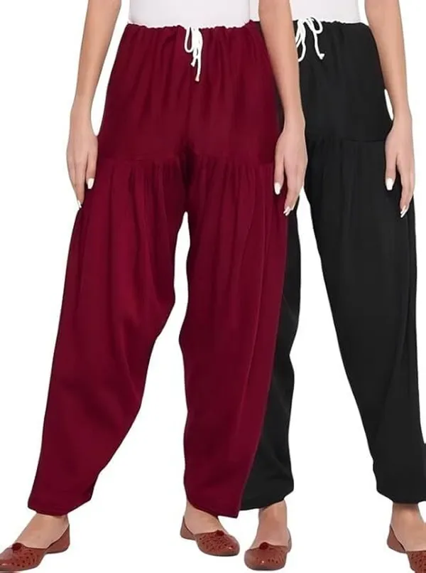 Black_&_Maroon_Regular_Wool_Blend_Solid_Salwar_For_Women