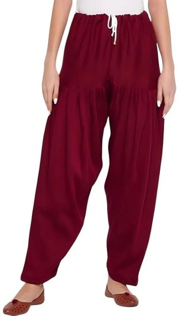 Black_&_Maroon_Regular_Wool_Blend_Solid_Salwar_For_Women