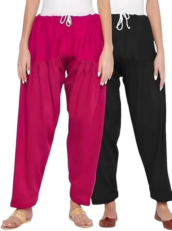 Pink_&_Maroon_Regular_Wool_Blend_Solid_Salwar_For_Women