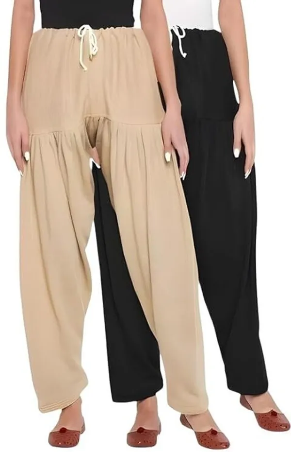 Black_&_Beige_Regular_Wool_Blend_Solid_Salwar_For_Women