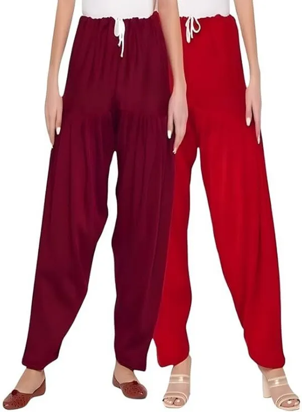 Red_&_Maroon_Regular_Wool_Blend_Solid_Salwar_For_Women