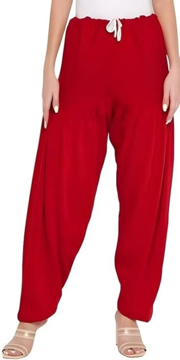 Red_&_Maroon_Regular_Wool_Blend_Solid_Salwar_For_Women