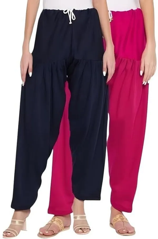 Blue_&_Pink_Regular_Wool_Blend_Solid_Salwar_For_Women