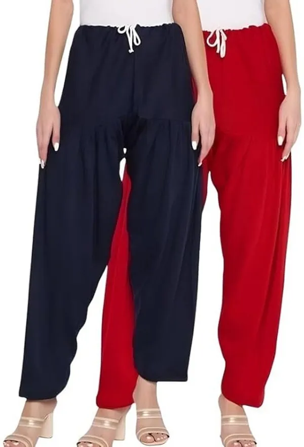 Blue_&_Red_Regular_Wool_Blend_Solid_Salwar_For_Women