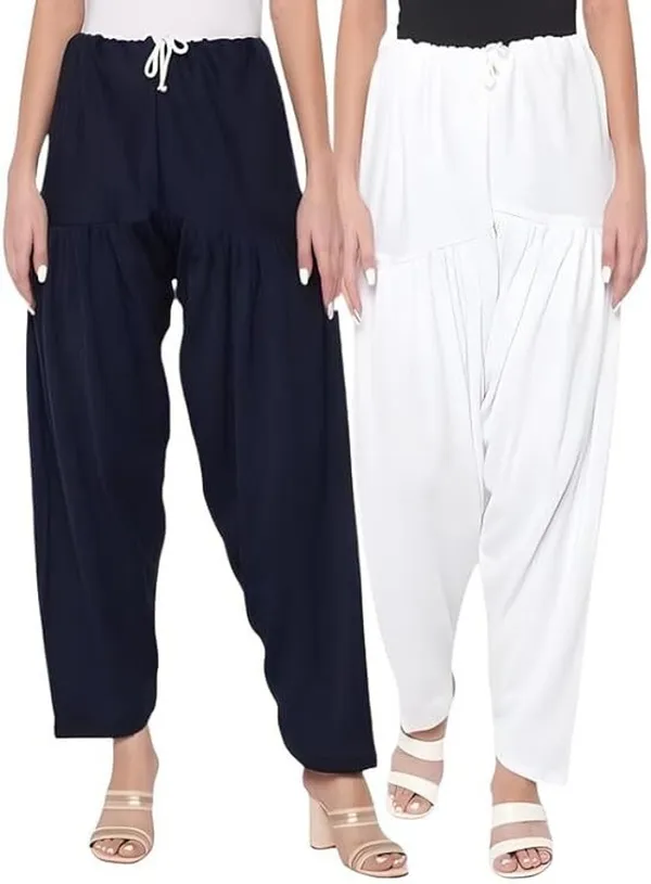 Blue_&_White_Regular_Wool_Blend_Solid_Salwar_For_Women