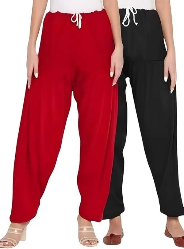 Red_&_Black_Regular_Wool_Blend_Solid_Salwar_For_Women