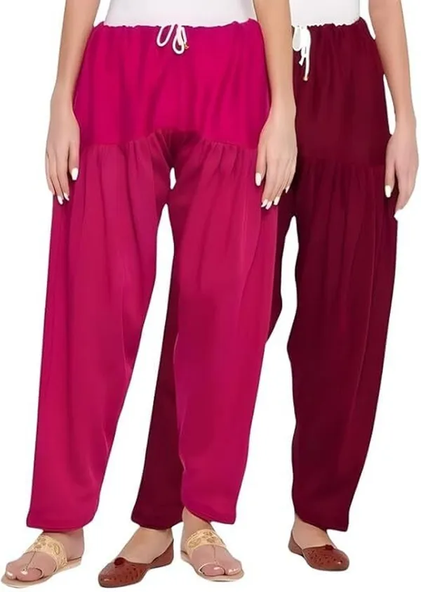 Pink_&_Maroon_Regular_Wool_Blend_Solid_Salwar_For_Women