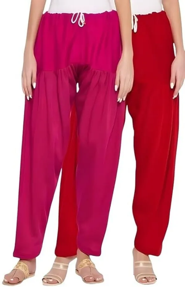 Pink_&_Red_Regular_Wool_Blend_Solid_Salwar_For_Women