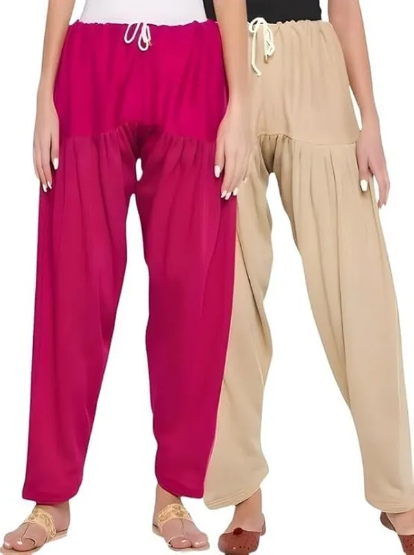 Red_&_Beige_Regular_Wool_Blend_Solid_Salwar_For_Women