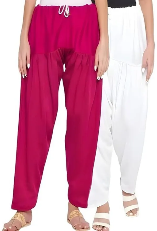 White_&_Pink_Regular_Wool_Blend_Solid_Salwar_For_Women