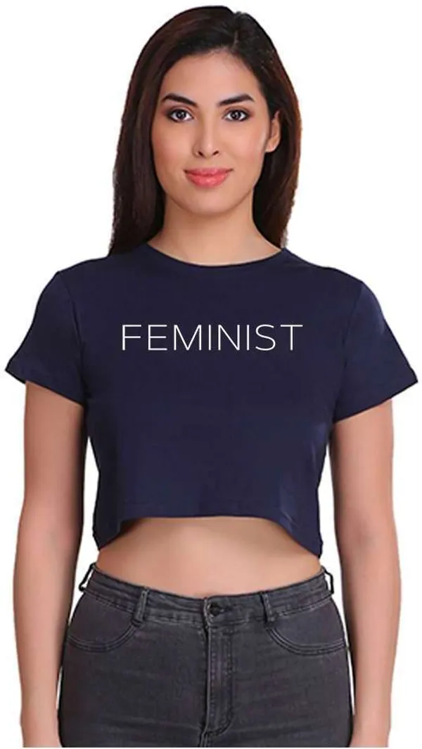 Dark_Blue_Casual_Printed_Pure_Cotton_Crop_Top_For_Women