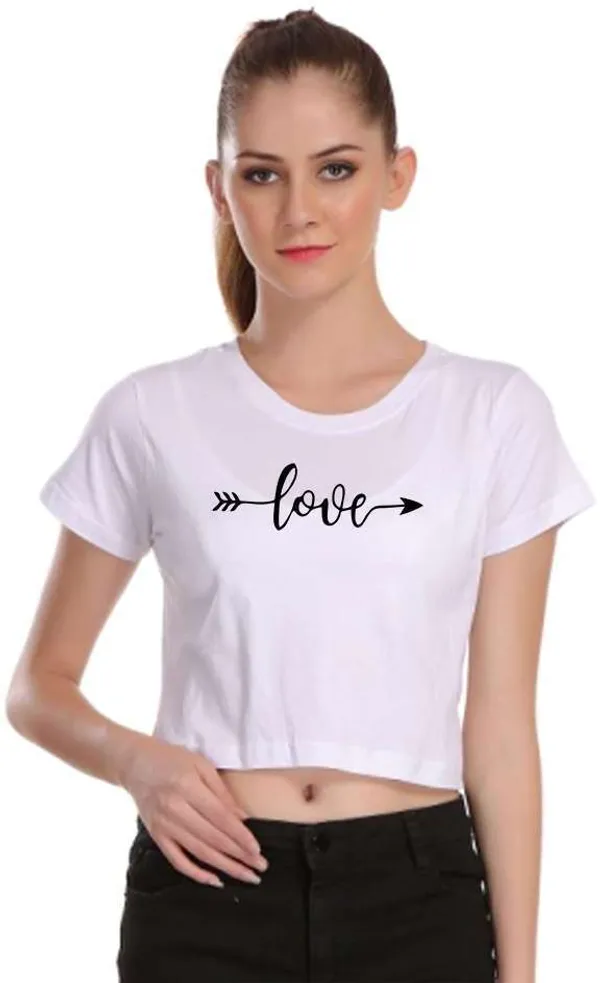 White_Casual_Printed_Pure_Cotton_Crop_Top_For_Women