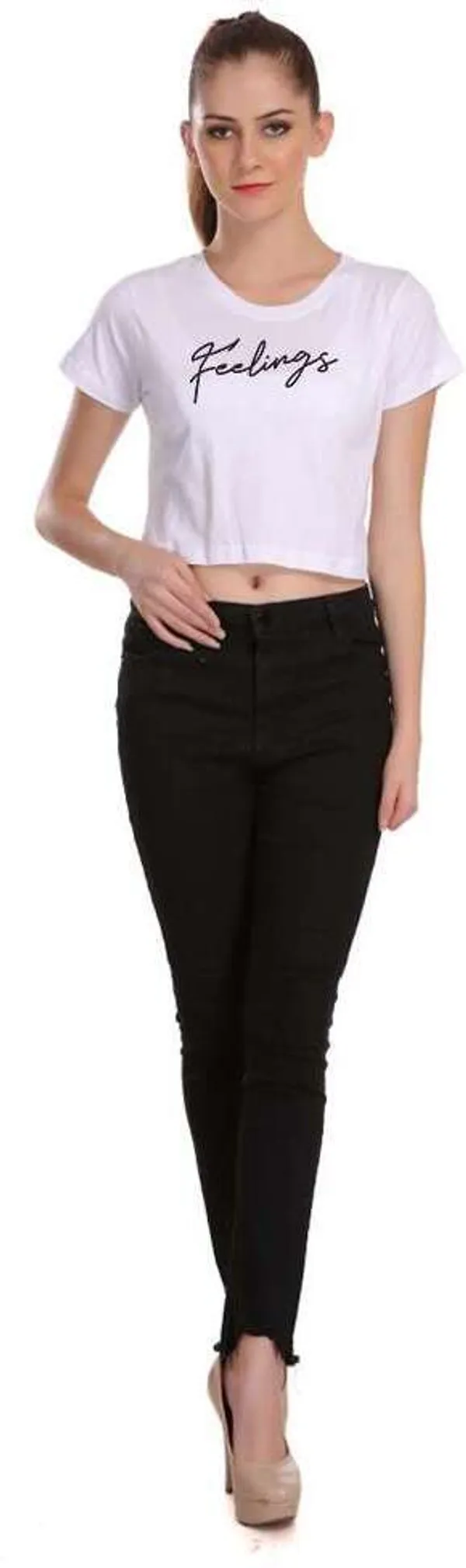 White_Casual_Printed_Pure_Cotton_Crop_Top_For_Women