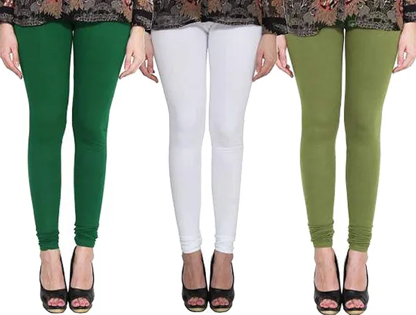 Dark_Green_&_Green_&_White_Silk_Blend_Solid_Casual_Ethnic_Wear_Leggings_For_Women_(Pack_Of_3)